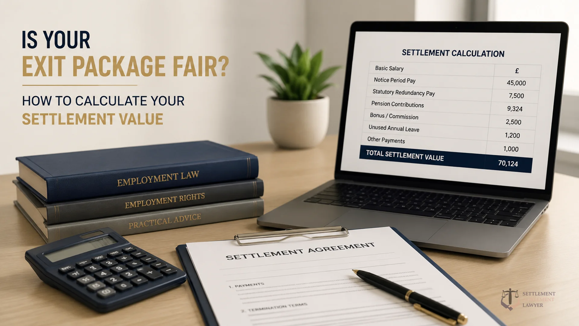 Is Your Exit Package Fair? How to Calculate Your Settlement Value 1 Experienced Employment Solicitors calculating a fair settlement agreement value in England.